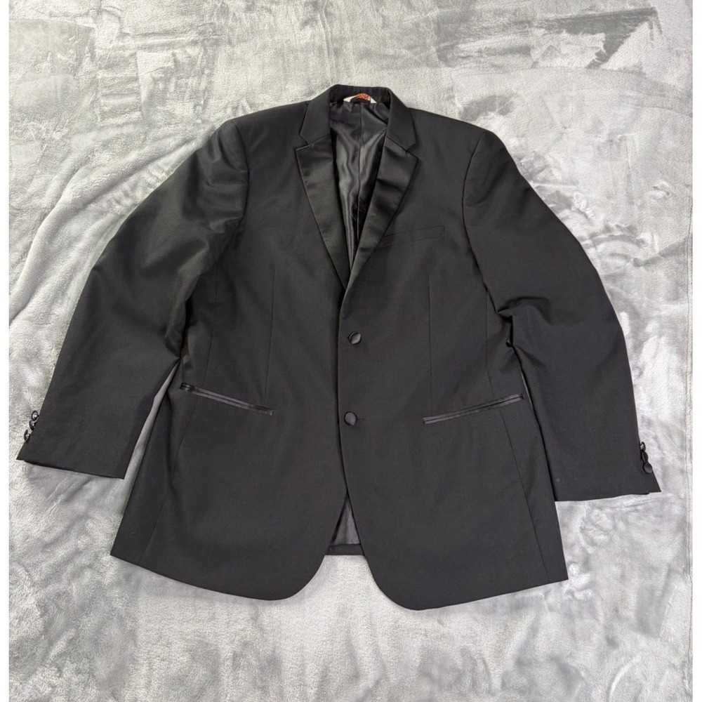 Ferretti Mens Tuxedo Jacket Size 44 Black Satin Notch Lapels Full Lining